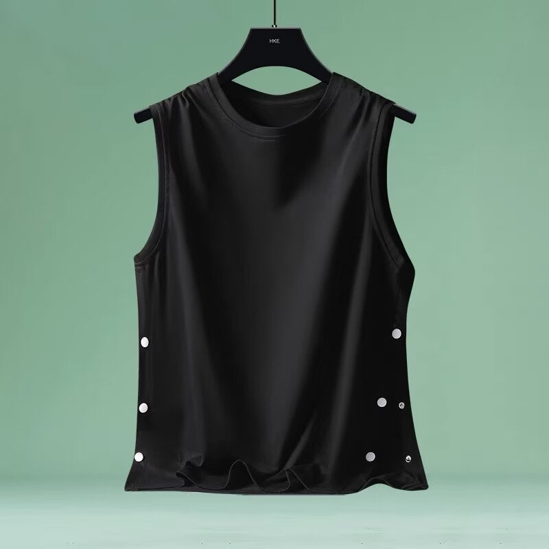 Sports Camisole Summer Sleeveless Shirt Round Neck Slim Fit Base Shirt - Image 1